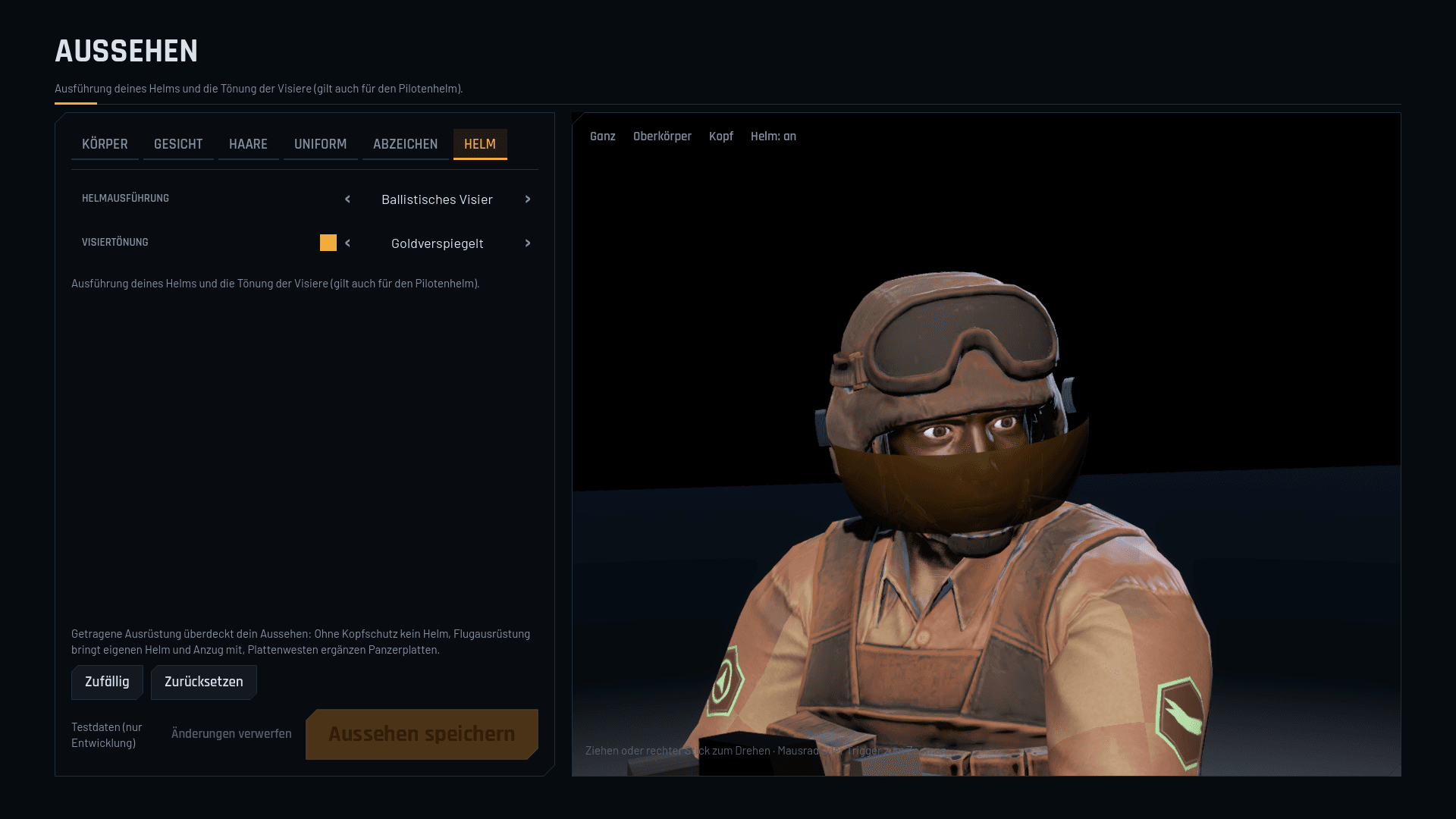 Other captures: Character editor helmet de