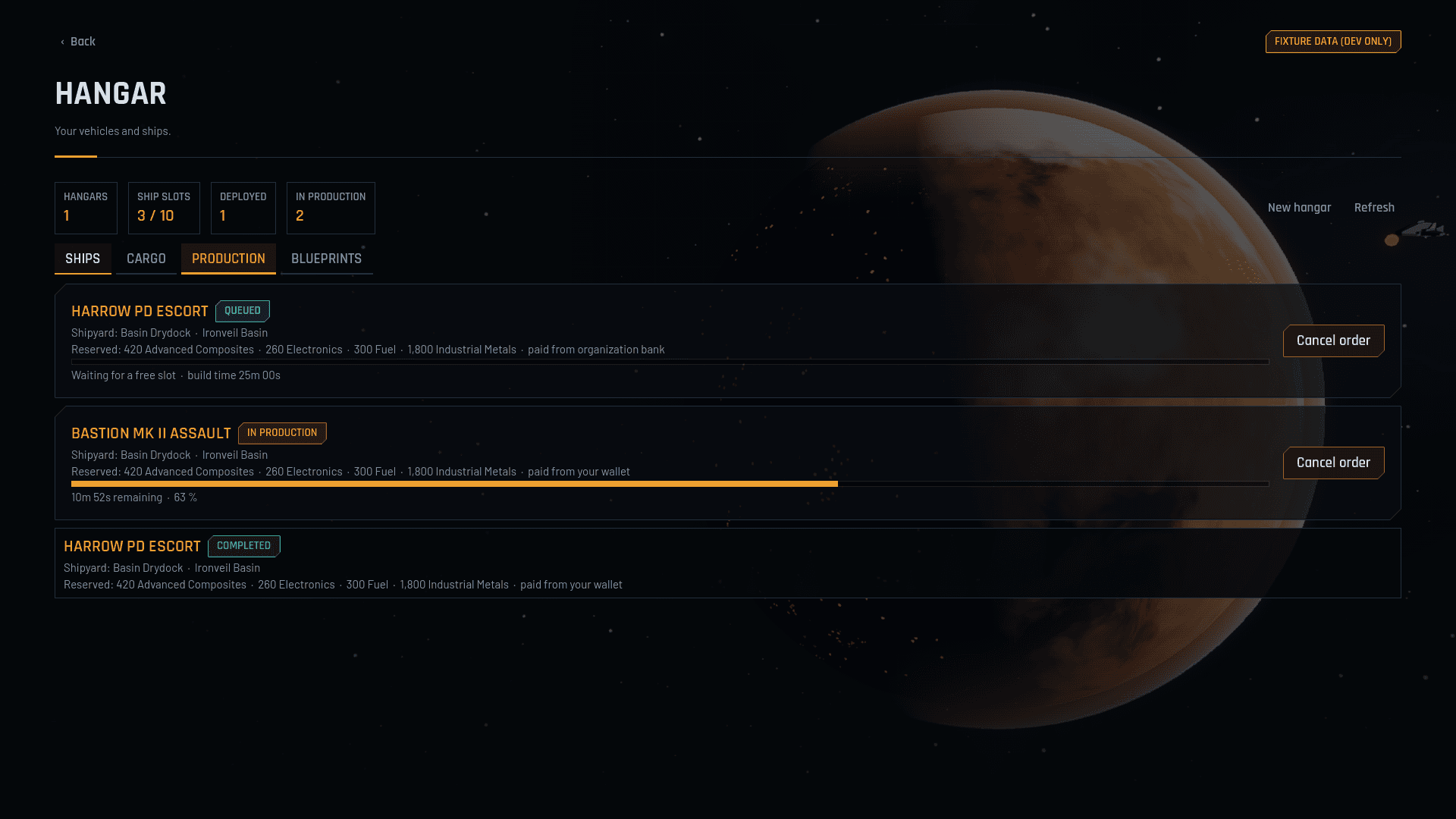 Other captures: Meta hangar production