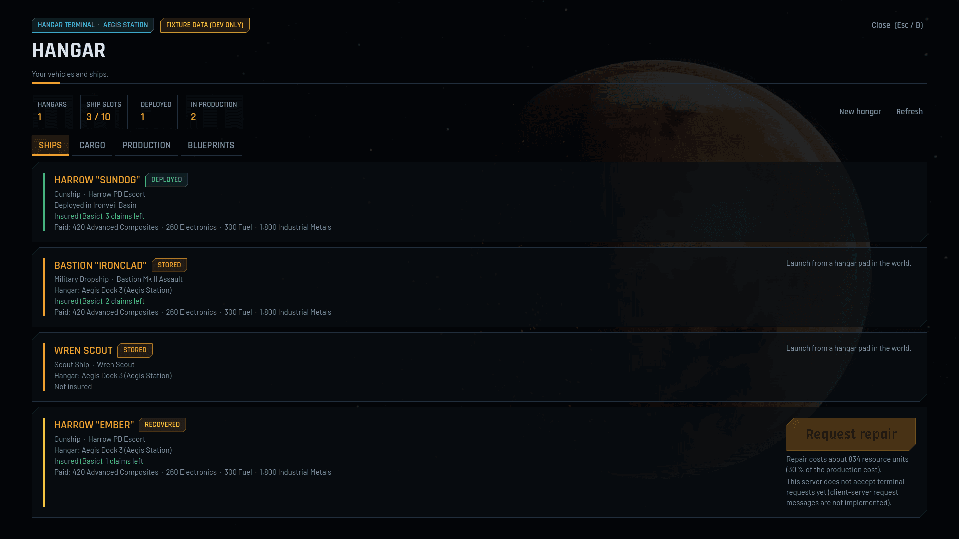 Other captures: Meta overlay hangar