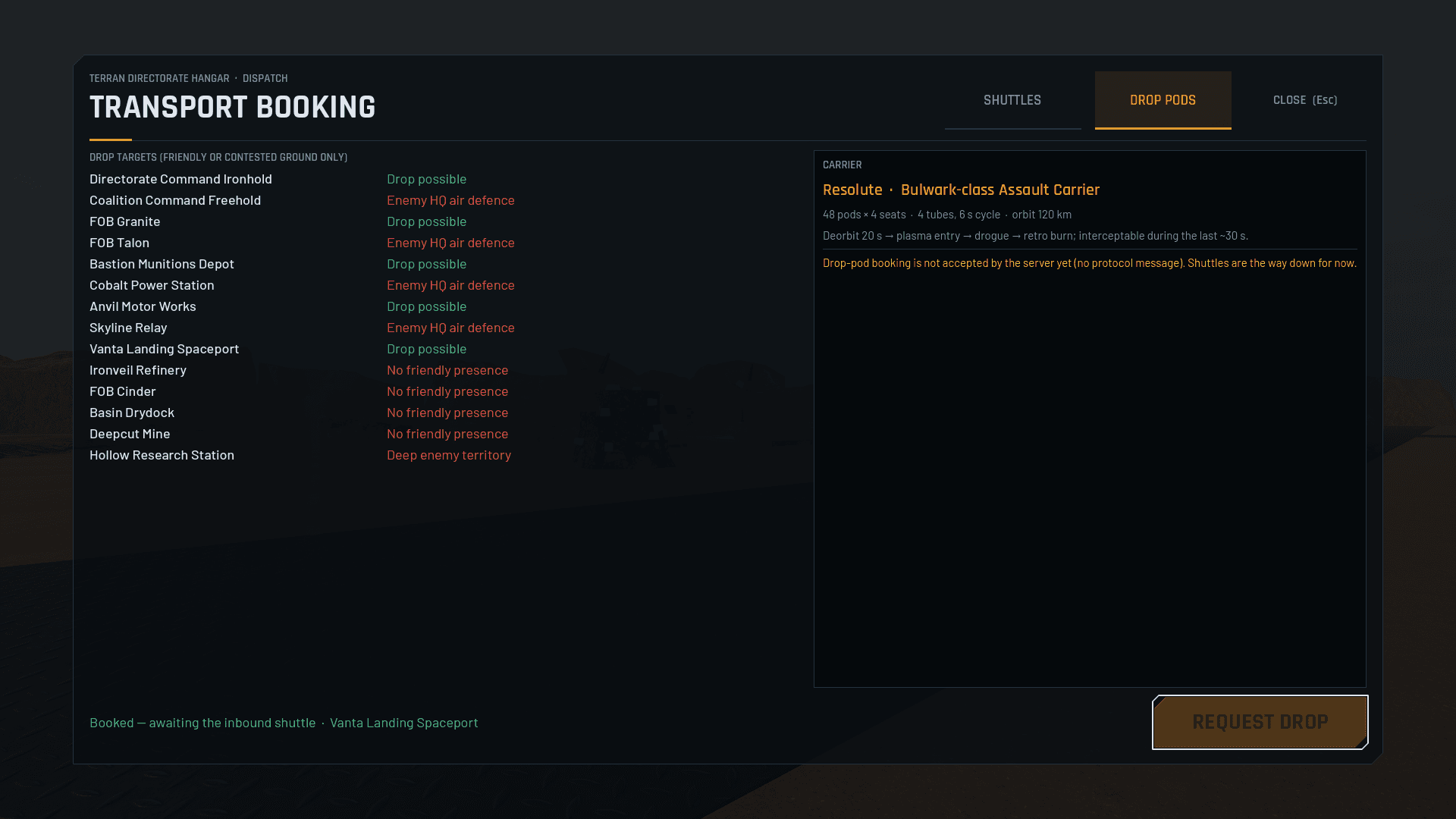 Other captures: Transport ui droppod