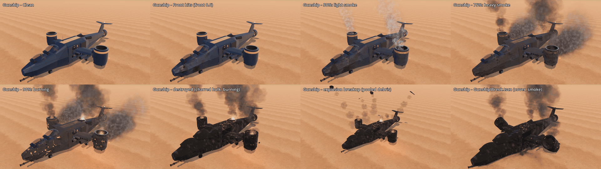 Other captures: Vehicle damage Gunship