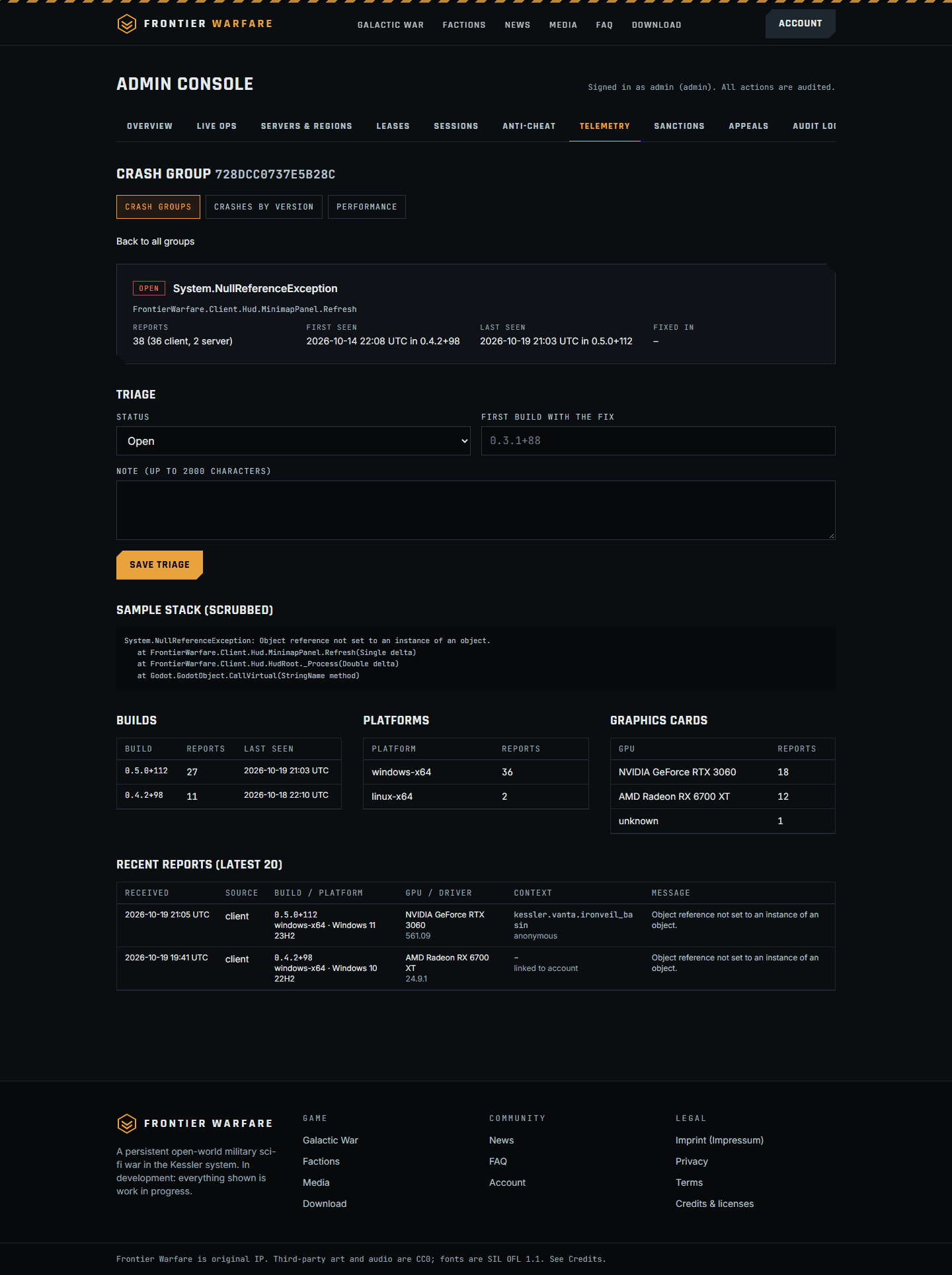 Other captures: Web2 admin telemetry group