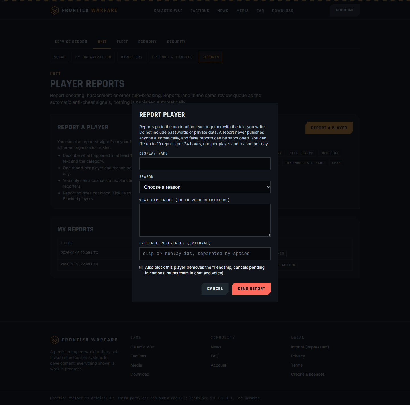 Other captures: Web2 report dialog