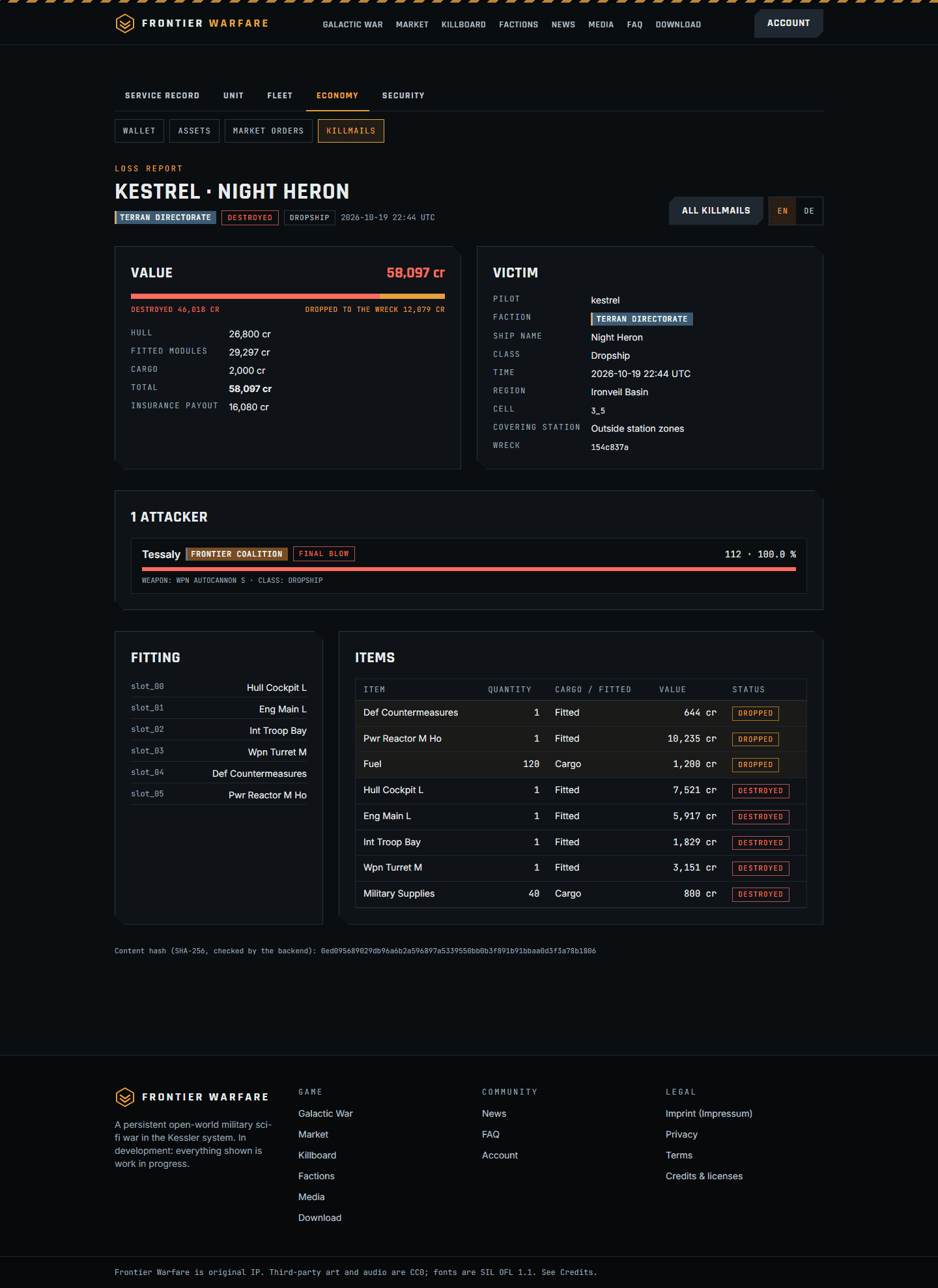Other captures: Web3 killmail detail