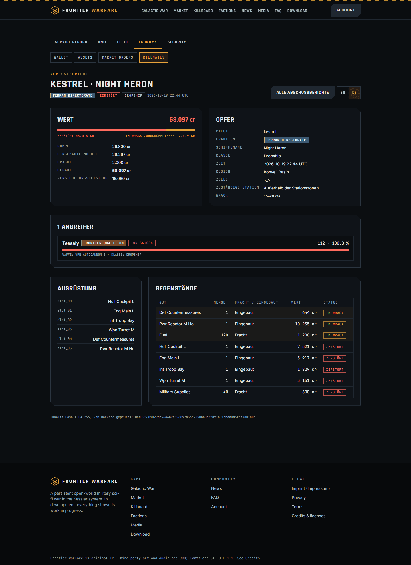Other captures: Web3 killmail detail de
